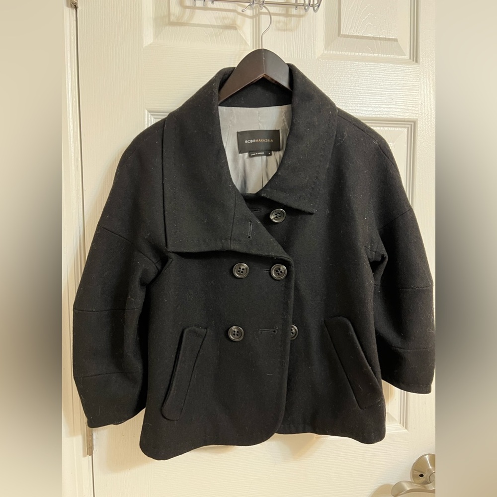 BCBG wool coat with quarter bell sleeves